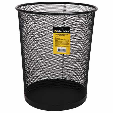 Корзина для бумаг БОЛЬШАЯ, 20 л, металлическая, черная, BRAUBERG "Germanium", 231956 - Корзины для бумаг
