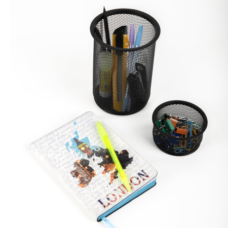 Подставка-органайзер BRAUBERG "Germanium", металлическая, круглое основание, 50х95 мм, черная, 223120 - Подставки канцелярские без наполнения