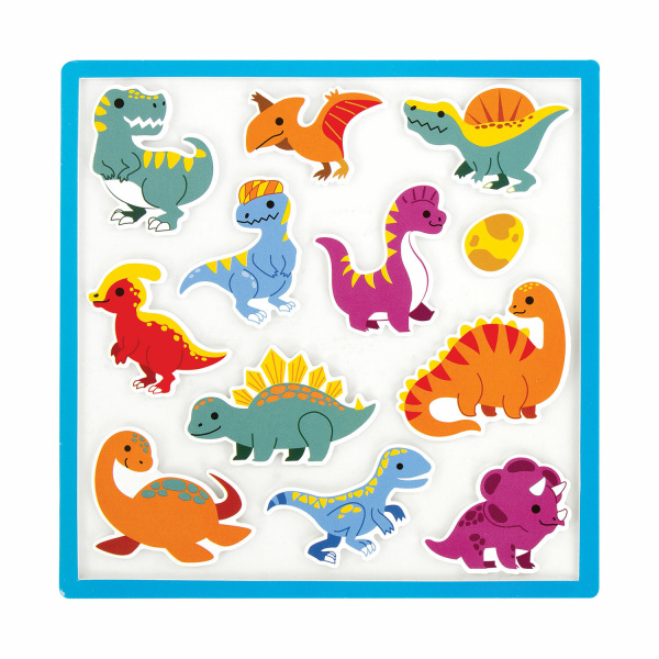 Наклейки обучающие тематические из EVA "Динозавры", 20х40 см, многоразовые, ЮНЛАНДИЯ, 663772 - Наклейки