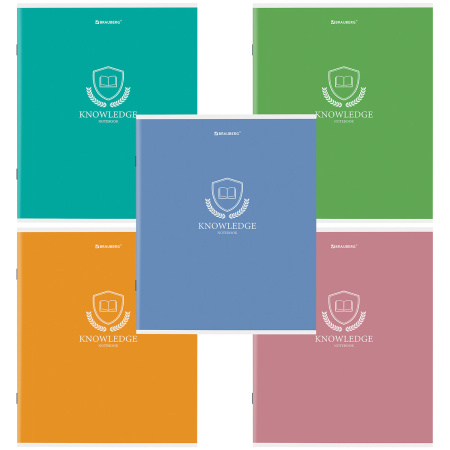 Тетрадь А5, 80 л., BRAUBERG, скоба, клетка, обложка картон, "Knowledge", 404409 - Тетради более 60 листов