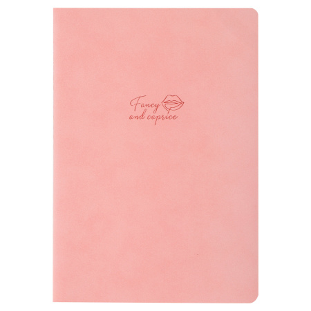 Тетрадь-скетчбук 48 л. обложка кожзам под замшу, сшивка, A5 (147х210мм), 70 г/м2, РОЗОВЫЙ, BRAUBERG CAPRISE, 1 шт, 403860 - Тетради 40-48 листов