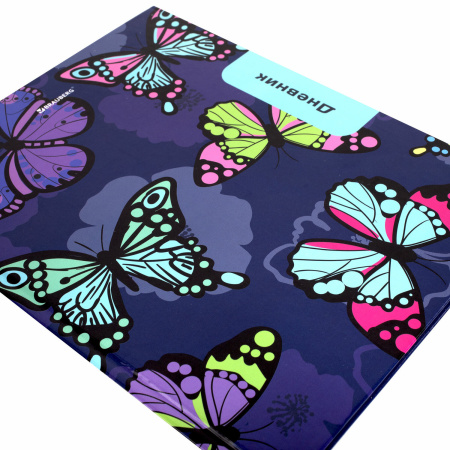 Дневник 1-11 класс 40 л., твердый, BRAUBERG, глянцевая ламинация, "Бабочки", 106615 - Дневники универсальные