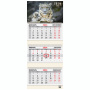 Календарь квартальный на 2024г, 3 блока 3 гребня с бегунком, мел.бум, Ирбис, BRAUBERG, 115293 - Календари настенные