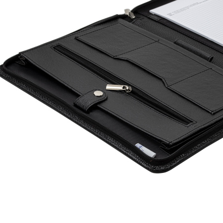 Папка из натуральной кожи на молнии, 340х250х30 мм, черная, 8-011 - Папки из кожи