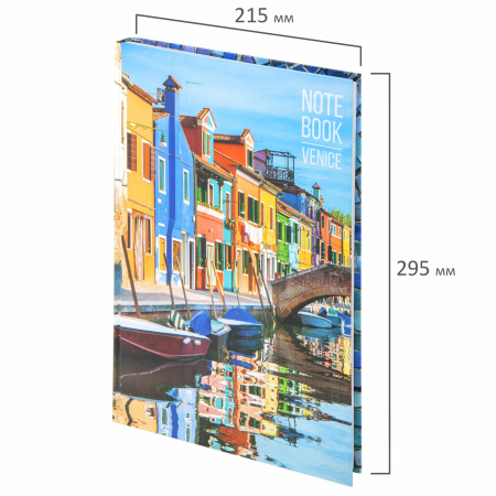 Блокнот БОЛЬШОЙ ФОРМАТ (215х295 мм) А4, 80 л., твердый, клетка, STAFF, "Венеция", 111597 - Блокноты в книжном переплете