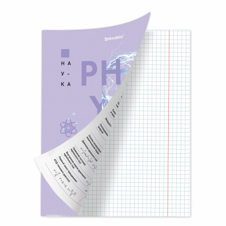 Тетрадь предметная со справочным материалом VISION 48 л., обложка картон, ФИЗИКА, клетка, BRAUBERG, 404259 - Тетради предметные