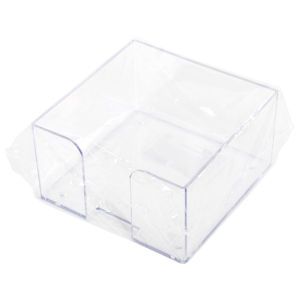 Подставка для бумажного блока BRAUBERG CLASSIC пластиковая, 90х90х50 мм, прозрачная, 238091, ПЛ61 - Подставки канцелярские без наполнения