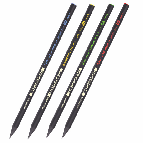 Карандаш чернографитный BRAUBERG "PREMIUM TURKEY", 1 шт., "Trios", НВ, ассорти, дисплей, 181572 - Карандаши чернографитные