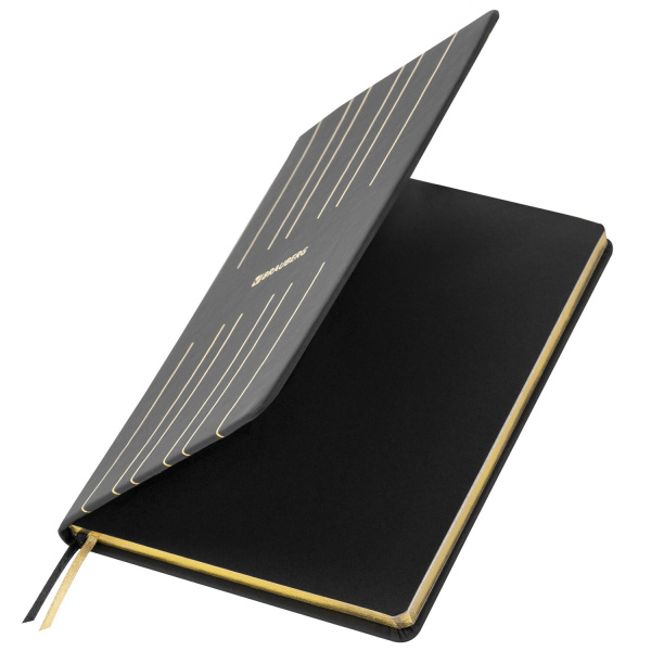 Блокнот А5 (135х205 мм), BRAUBERG "TOUCH", под кожу, 80 л., линия, черный, 113409 - Бизнес-блокноты и бизнес-тетради