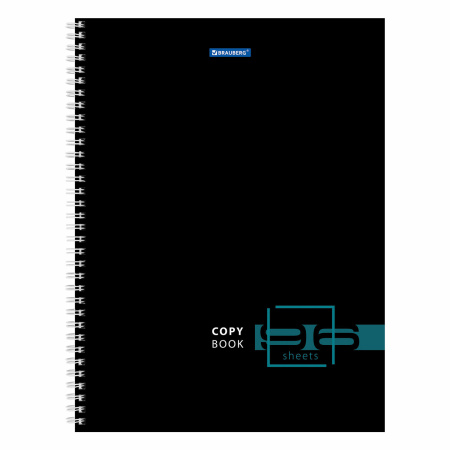 Тетрадь А4, 96 л., BRAUBERG, гребень, клетка, глянцевый лак, "Dark", 404060 - Тетради формата А4