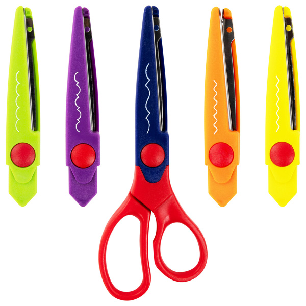 Ножницы ОСТРОВ СОКРОВИЩ, 165 мм, 5 сменных фигурных лезвий, в блистере, 236782 - Ножницы детские