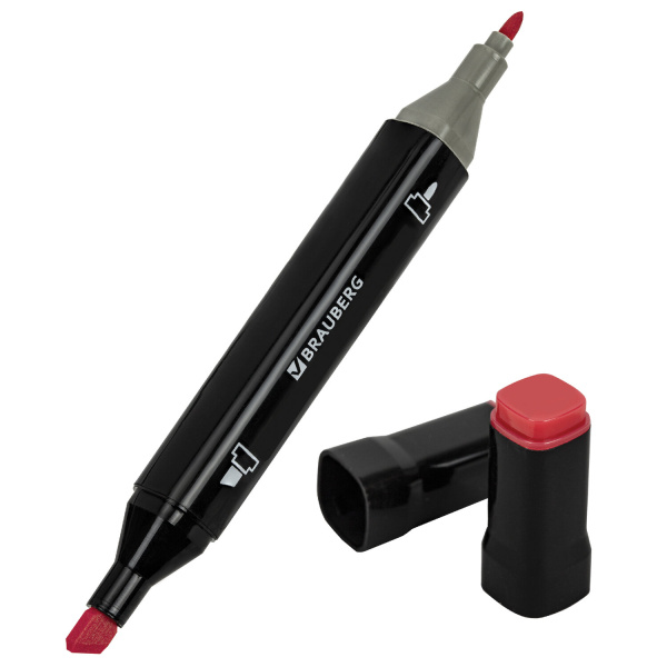 Маркеры для скетчинга двусторонние, НАБОР 24 шт., базовые цвета, в чехле, BRAUBERG, 152295 - Скетчмаркеры в наборах