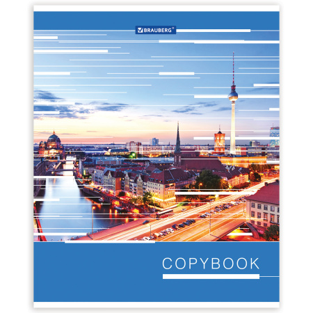 Тетрадь А5, 48 л., BRAUBERG скоба, клетка, металлизированный картон, ГОРОДА МИРА, 403044 - Тетради 40-48 листов