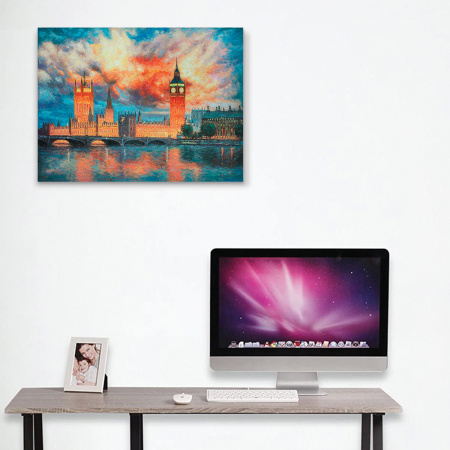 Картина стразами (алмазная мозаика) 40х50 см, ОСТРОВ СОКРОВИЩ "Небо Лондона", на подрамнике, 662592 - Алмазная вышивка