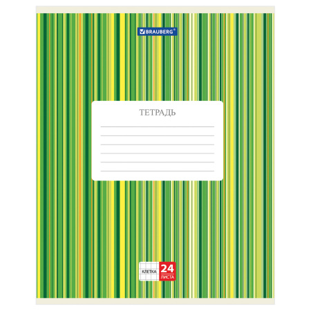 Тетрадь 24 л. BRAUBERG, клетка, обложка картон, ПОЛОСКИ, 401863 - Тетради 12-24 листов