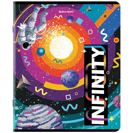 Тетрадь А5, 48 л., BRAUBERG, скоба, клетка, TWIN-лак, "SpaceX" (микс в спайке), 404354 - Тетради 40-48 листов