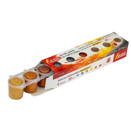 Краски акриловые МЕТАЛЛИК для рисования и хобби ОСТРОВ СОКРОВИЩ 6 цветов по 25 мл, 191691 - Декоративные и хобби краски