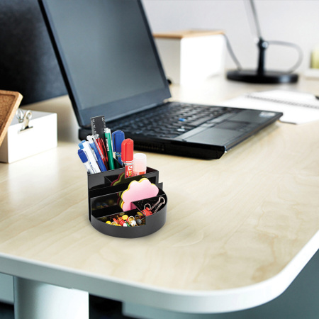 Подставка-органайзер "Профи", 130х130х90 мм, 6 отделений, тонированная серая, ОР05 - Подставки канцелярские без наполнения