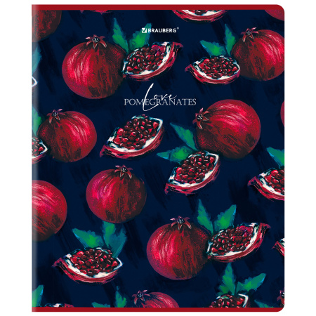 Тетрадь А5, 48 л., BRAUBERG, скоба, клетка, матовая ламинация, выборочный лак, "Гранаты" (микс в спайке), 404376 - Тетради 40-48 листов