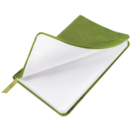 Еженедельник датированный 2024 МАЛЫЙ ФОРМАТ 95х155 мм А6, BRAUBERG "Foliage", под кожу, зеленый, 115053 - Еженедельники