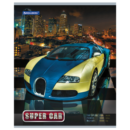 Тетрадь А5, 48 л., BRAUBERG скоба, клетка, обложка картон, АВТО, 401282 - Тетради 40-48 листов