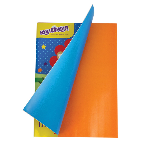 Цветная бумага, А4, мелованная (глянцевая), 24 листа 24 цвета, на скобе, ЮНЛАНДИЯ, 200х280 мм, "ЛЬВЁНОК", 129556 - Цветная бумага