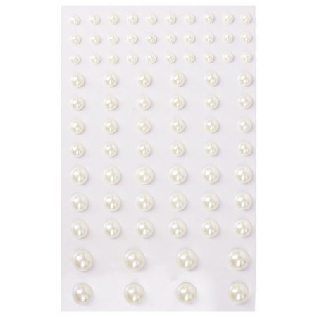 Стразы самоклеящиеся "Жемчуг", 6-12 мм, 80 шт., на подложке, ОСТРОВ СОКРОВИЩ, 661389 - Стразы для творчества