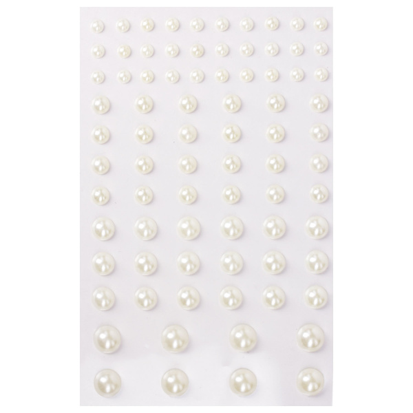 Стразы самоклеящиеся "Жемчуг", 6-12 мм, 80 шт., на подложке, ОСТРОВ СОКРОВИЩ, 661389 - Стразы для творчества