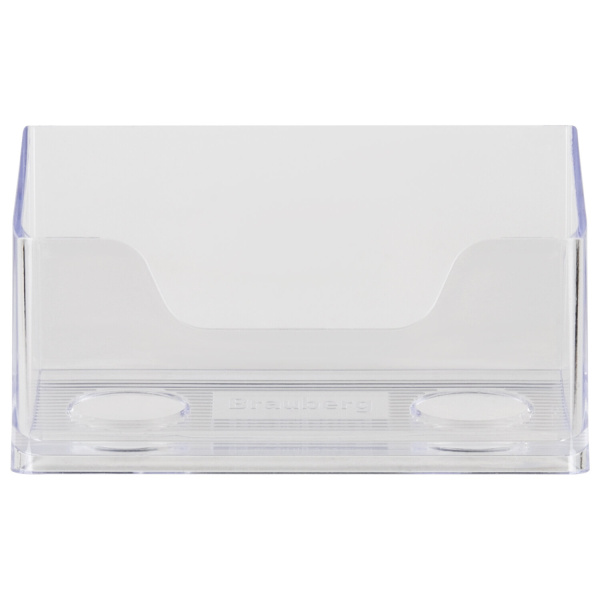 Подставка для визиток настольная BRAUBERG "CONTRACT", на 50 визиток, 100х40х65 мм, прозрачная, 232287 - Подставки для визиток