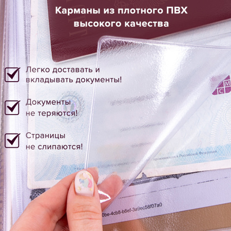 Папка для семейных документов с файлами (паспорта, свидетельства, полисы, СНИЛС) STAFF, 16 отделений, ПВХ, бежевая, 237808 - Обложки для документов