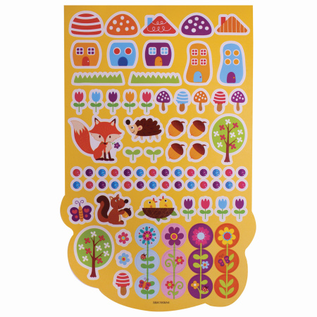 Альбом со сверкающими наклейками "Лесные зверушки", 4 листа, более 250 шт., склейка, ЮНЛАНДИЯ, 662695 - Наклейки