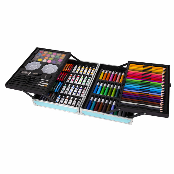 Набор ЮНОГО ХУДОЖНИКА "КОСМОС" для рисования и творчества в кейсе ЮНЛАНДИЯ, 165 предметов, 665671 - Наборы для начинающих художников