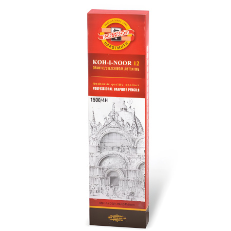 Карандаш чернографитный KOH-I-NOOR 1500, 1 шт., 4H, корпус желтый, заточенный, 150004H01170 - Карандаши чернографитные