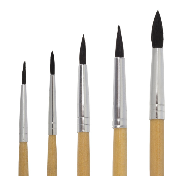 Кисти BRAUBERG, набор 5 шт. (белка, круглые № 1, 2, 3, 4, 5), блистер, 200217 - Кисти для рисования