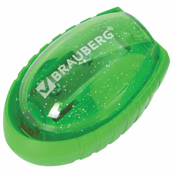 Точилка BRAUBERG "Shuttle", с контейнером, эллиптическая, ассорти, 1 шт, 222505 - Точилки ручные