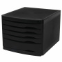 Бокс с 5 выдвижными лотками, корпус чёрный, лотки черные, 235х300х355 мм, BRAUBERG "Office-Expert", 238043 - Блоки закрытых лотков для бумаг