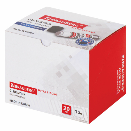Клей-карандаш BRAUBERG ULTRA STRONG, УСИЛЕННАЯ ФОРМУЛА, 15 г, ЮЖНАЯ КОРЕЯ, 229545 - Клей-карандаш