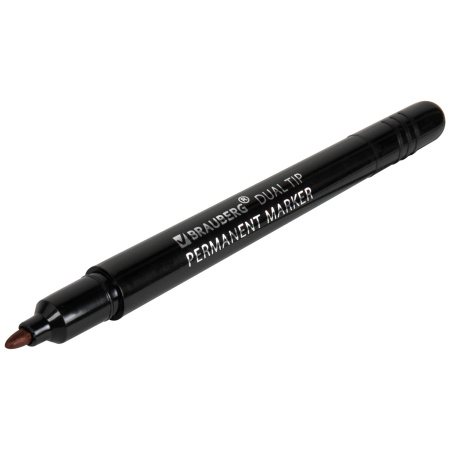Маркер перманентный двусторонний BRAUBERG DUO, ЧЕРНЫЙ, наконечники 0,7/1 мм, 152210 - Маркеры перманентные