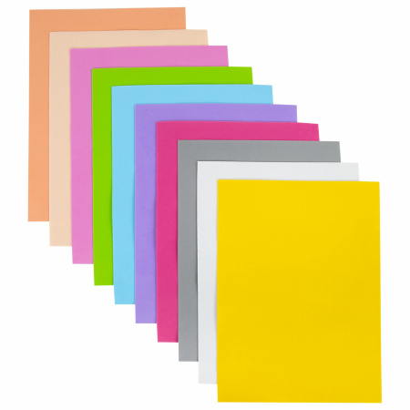 Пористая резина/фоамиран А4, 1 мм, ОСТРОВ СОКРОВИЩ, 10 листов, 10 цветов, пастельные цвета, 661695 - Цветная пористая резина и пластик