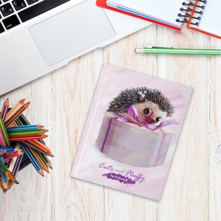 Блокнот МАЛЫЙ ФОРМАТ (110х147 мм), А6, 80 л., твёрдый, клетка, BRAUBERG KIDS, "Ёжик", 114442 - Блокноты детские