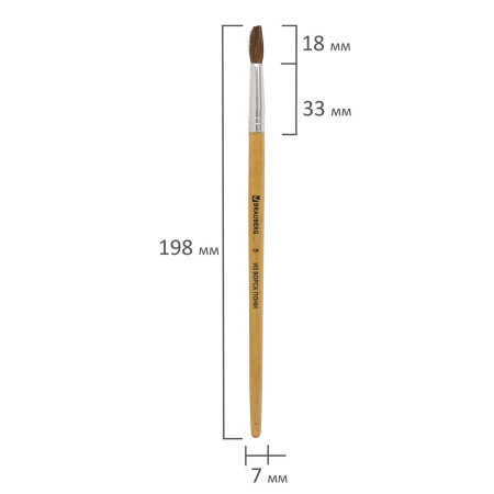 Кисть BRAUBERG, пони, круглая, № 5, 200191 - Кисти для рисования