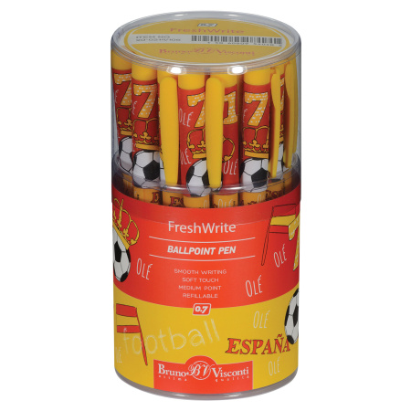 Ручка шариковая BRUNO VISCONTI FreshWrite, СИНЯЯ, "Футбол. Чемпионы. Испания", линия письма 0,5 мм, 20-0214/106 - Ручки шариковые неавтоматические