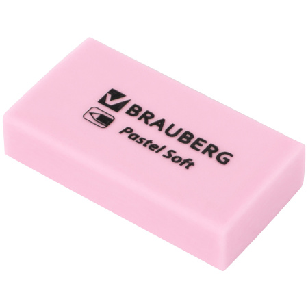 Ластики BRAUBERG PASTEL SOFT, размер ластика 45х25х10 мм, экологичный ПВХ, 1 шт, 271340 - Ластики классические