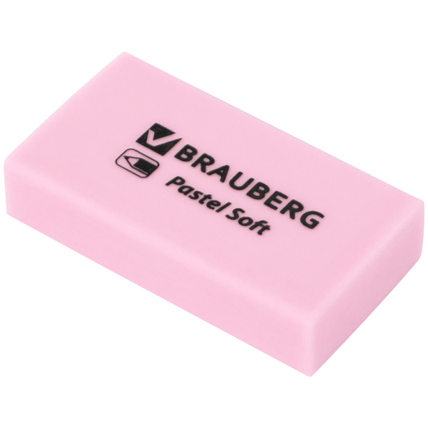 Ластики BRAUBERG PASTEL SOFT, размер ластика 45х25х10 мм, экологичный ПВХ, 1 шт, 271340 - Ластики классические