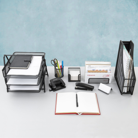 Настольный набор BRAUBERG "Germanium", 6 предметов, черный, металл, 237985 - Настольные наборы из металла