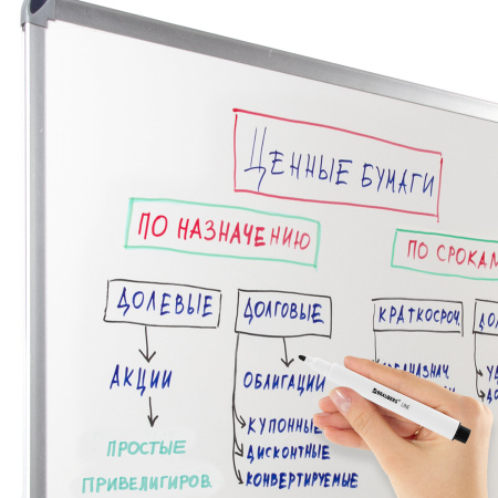 Маркеры стираемые для белой доски НАБОР 4 ЦВЕТА, BRAUBERG "LINE", 3 мм, с клипом, 152119 - Маркеры для досок