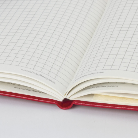 Блокнот МАЛЫЙ (100x150 мм) А6, BRAUBERG "Metropolis Special", под кожу, 80 л., клетка, красный, 111581 - Бизнес-блокноты и бизнес-тетради