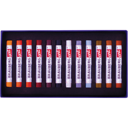 Пастель сухая художественная BRAUBERG ART CLASSIC, 12 цветов, ГРАФИКА, круглое сечение, 181458 - Пастель художественная в наборах
