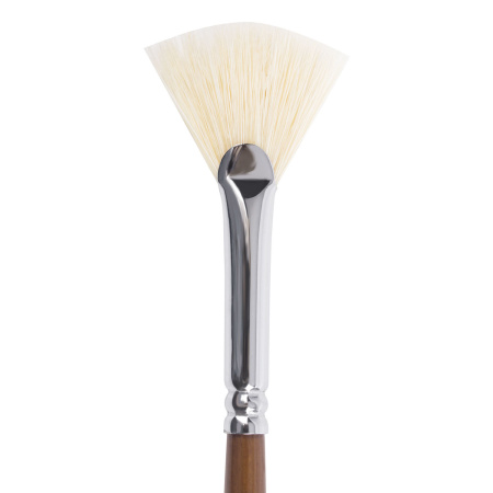 Кисть художественная профессиональная BRAUBERG ART CLASSIC, щетина, веерная, № 4, длинная ручка, 200743 - Кисти художественные из натурального волоса