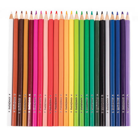 Карандаши цветные акварельные ЮНЛАНДИЯ "ЮНЫЙ ВОЛШЕБНИК", 24 цвета, шестигранные, заточенные, 181404 - Карандаши цветные акварельные